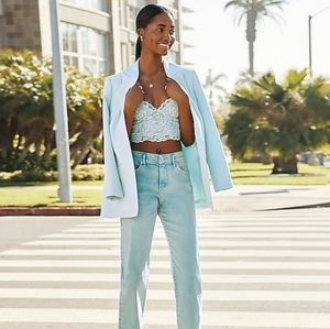 Express One Button Boyfriend Blazer Mint Halo Size Small Woman